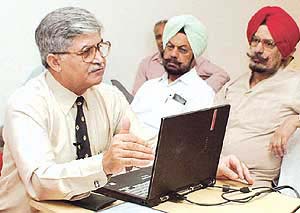 Former Army Chief Gen V.P. Malik gives a talk on Indian strategic issues at the British Library in Chandigarh on Saturday. 