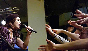 Madonna performs at the HMV store in London's Oxford Street