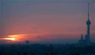 The sun sets over the Iraqi capital of Baghdad