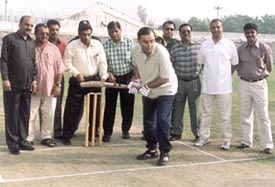Delhi and District Cricket Association president Arun Jaitley inaugurating the Under-15 Cricket Tournament in the presence of DDCA Director Anil Jain and Sports Working Committee convenor Ashok Sharma