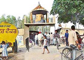 A cemented entrance is being constructed by Nehru Colony residents
