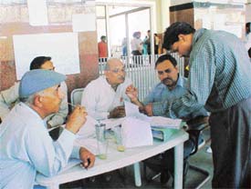 Mr Srikanth at the Ludhiana Railway Station enquires about the 13 members of his family who were travelling in the Golden Temple Mail
