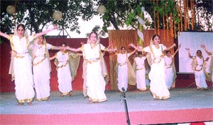 Students of Mira Model School presenting a cultural show