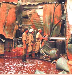 Property worth lakhs of rupees was destroyed in a fire that broke out in a chemical factory