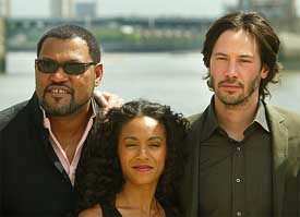 US actors Laurence Fishburne Jada Pinkett Smith and Keanu Reeves