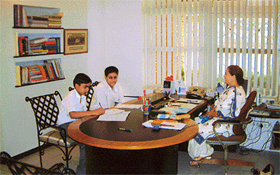 Ms Pushpinder Cheema, St. Johns Principal, during the interview with the Guest Editors.