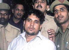 Gangster Mohd Yasin being produced by Delhi Police in Patiala House courts in the Capital on Saturday.