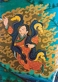 Painting of an aerial being in a Thimphu Monastery
