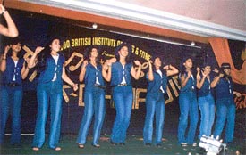 Students of the Indo-British Institute of Arts and Fitness present a dance item 