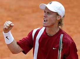 Lleyton Hewitt of Australia reacts during his second round match