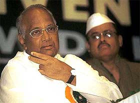 NCP president Sharad Pawar and general secretary Tariq Anwar at the NCP national convention 