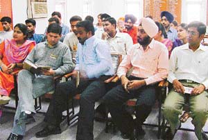 Members of Rotaract clubs attend a Rotaract leadership training seminar in Ludhiana