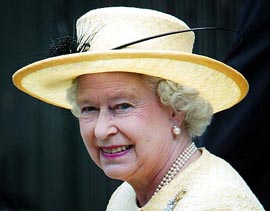 Britain's Queen Elizabeth leaves Westminster Abbey after celebrating the 50th anniversary of her coronation