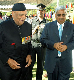 Governor Lt Gen (retd) S. K. Sinha with the Chief Minister Mufti Mohammad Sayeed