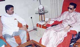 Union Information and Broadcasting Minister Ravi Shankar Prasad discusses the Conditional Access System for cable television with Shiv Sena supremo Bal Thackeray