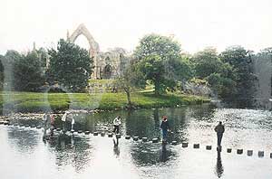 The priory overlooking the river houses the family graves