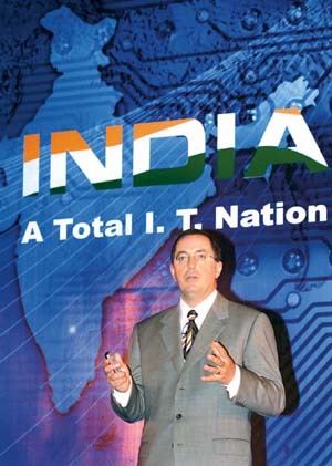 Intel Corporations president and chief operating officer Paul Otellini addresses Indian business and technology leaders in Mumbai. 