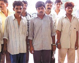 The accused, who were involved in more than 150 cases of burglaries, being produced at Patiala House Courts