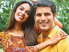 Soaring in the sky with Khwahish under their wings, Mallika Sherawat and Himanshu Malik in Chandigarh on Tuesday.