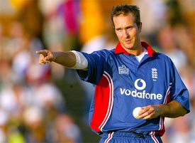 England captain Michael Vaughan sets the field during the one-day match