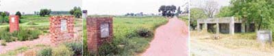 The foundation stones for a hospital and cremation ground at Mandiala Kalan village;