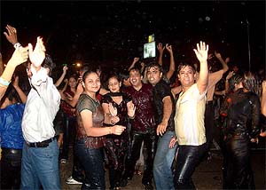 Residents of Bathinda enjoy a rain dance