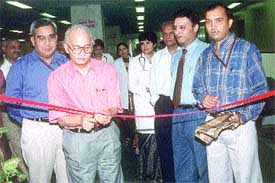 Mr D.P. Singh, General Manager, Punjab National Bank, inaugurating a cancer check-up camp
