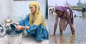 Potential sarpanches at work: Raj Kaur, Saroj Bala.  Photo by Subhash Patialvi.