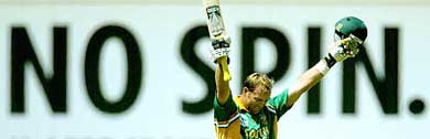 South Africa's Jacques Kallis celebrates scoring a century