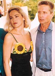 Stone with Michael Douglas: Hollywoods reigning diva.