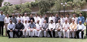 The Working Committee members of the Board of Control for Cricket in India pose for a group photograph before the start of the two-day meeting at the Taj Palace hotel in the Capital