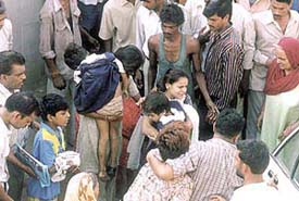 The three children, who were knocked down by an MCD vehicle in Mansaram Park in west Delhi