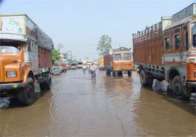 This is what happens after a short spell of rain in Transport Nagar in Ludhiana