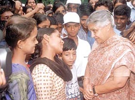 Working streetchildren meet the Chief Minister, Mrs Sheila Dikshit. The meeting, organised by PRAYAS, was held at her residence in the Capital on Thursday