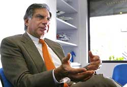 Ratan Tata, Chairman of Tata group of companies, gestures during an interview with Reuters in Mumbai on Friday. 