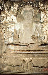 A statue of Buddha at Ajanta and Ellora