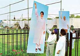 Preparations in full swing on Monday for Uttar Pradesh Chief Minister Mayawatis rally at Parade Ground 
