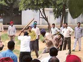Jaspal Singh being attacked by two persons on the premises of Guru Ravi Das Bhavan in Sector 20