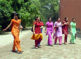 Freshers march towards their college when the educational institutions opened