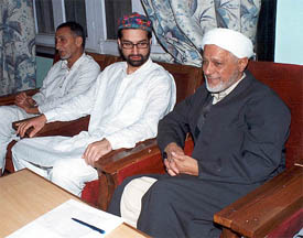 Huriyat Conference chairman Molvi Abbas Hussain Ansari at the 1st executive council meeting, in Srinagar