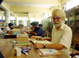 Retired Principal Prem Singh Bajaj, honorary librarian of the Research Library at Punjabi Sahitya Akademy