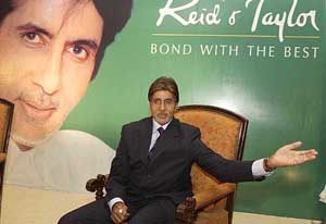 Amitabh Bachchan has replaced James Bond Pierce Brosnan as the brand ambassador for international suiting major Reid and Taylor