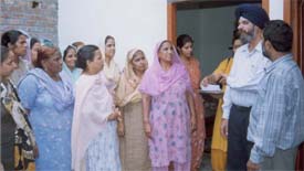 Residents of Hira Nagar complain to officials of the Punjab Pollution Control Board