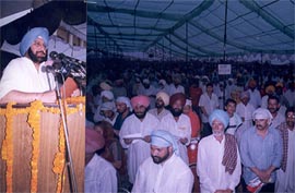 Punjab Chief Minister Amarinder Singh addresses sarpanches and panches at a swearing-in function