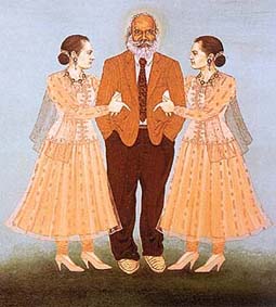 A self-portrait of the London-based Singh sisters, Amrit and Rabindra, with their father