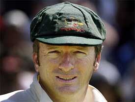 Australias captain Steve Waugh wears his baggy-green cap after winning the Test match against Bangladesh in the Northern Territory capital city of Darwin