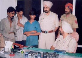 The police displays recovered mobile phones in Ludhiana