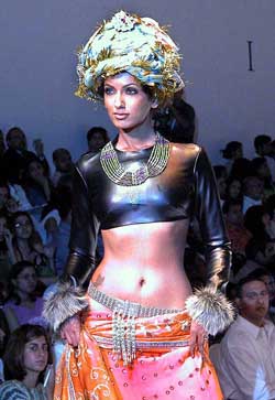 A model displays a Studio Valaya creation at the Lakme India Fashion Week