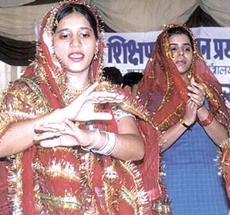Children from Prayas performing on the occasion of a community awareness mela at Prayas Jan Shikshan Sansthan, Jahangirpuri, in the Capital on Thursday.
