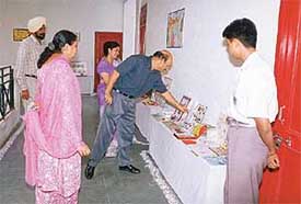Mr Yashvir Mahajan, ACA, PUDA, at an exhibition organised by DAV Public School
